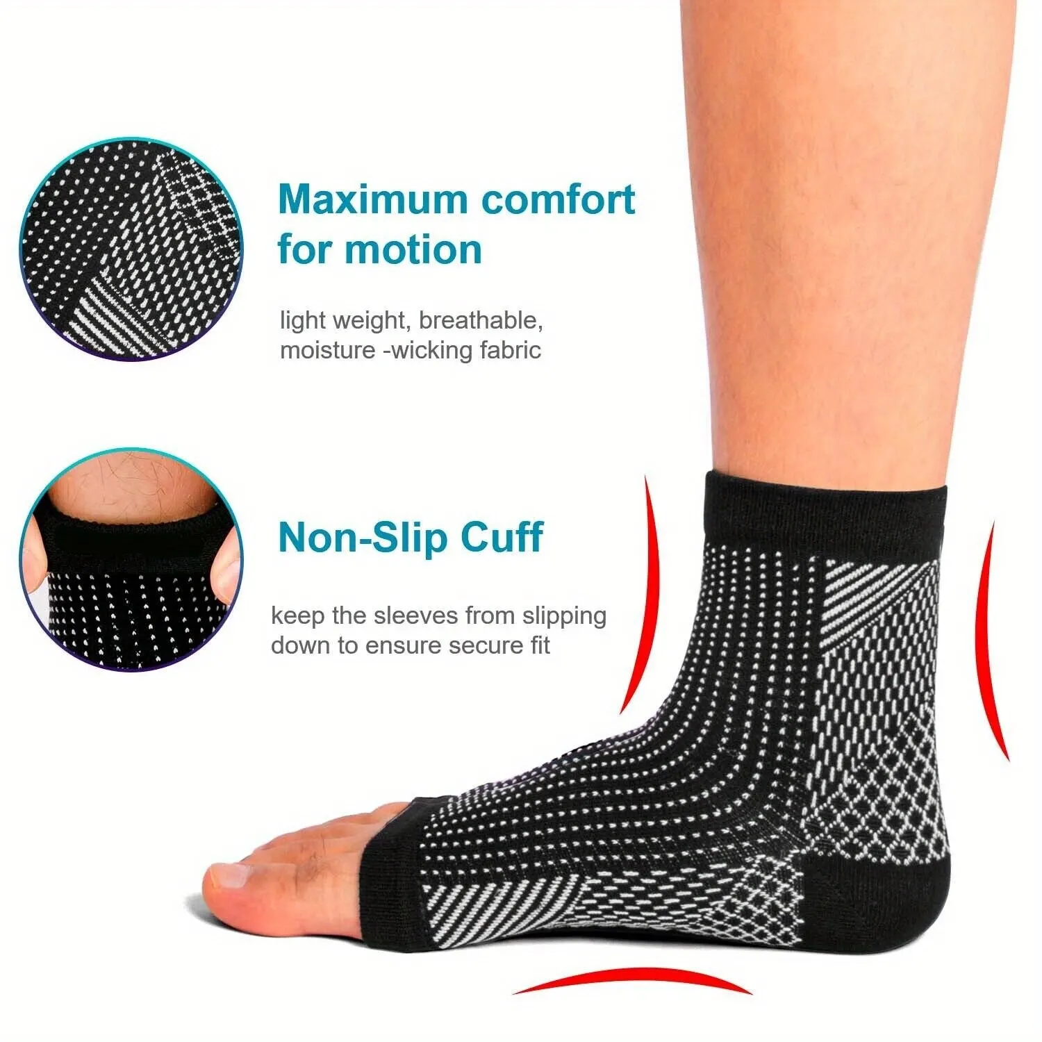 Ankle Brace Compression Socks Plantar Fasciitis Pain Relief Toeless Socks Breathable Swell Ankle Relief Stabilizing Ankles Wrap