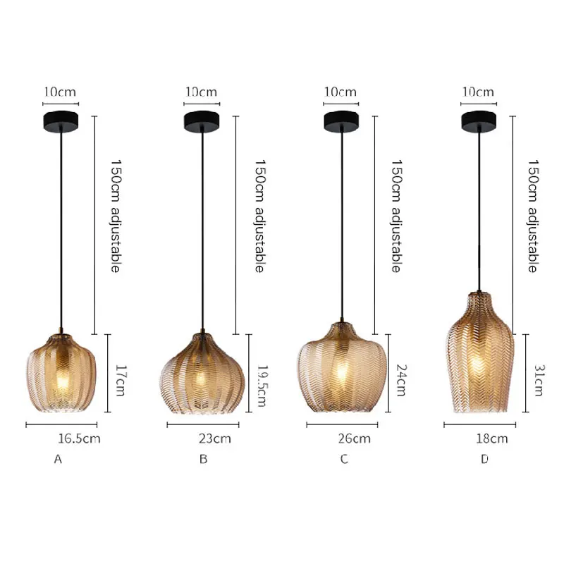 Modern Nordic Amber Glass LED Pendant Lamp For Living Room Bedroom Dining Room Kitchen Bedside Decoration Small Chandelier Light 6