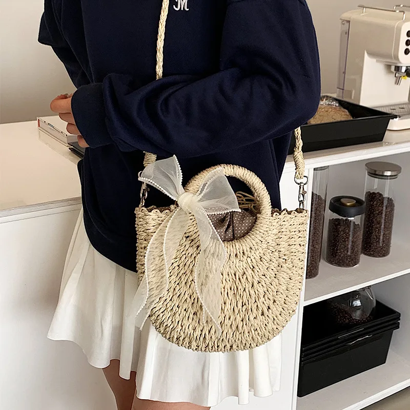 Straw Woven Crossbody Shoulder Bag For Women Handmade Small Purse Handbag Bohemia Design Ladies Summer Rattan Beach Bag bolsa