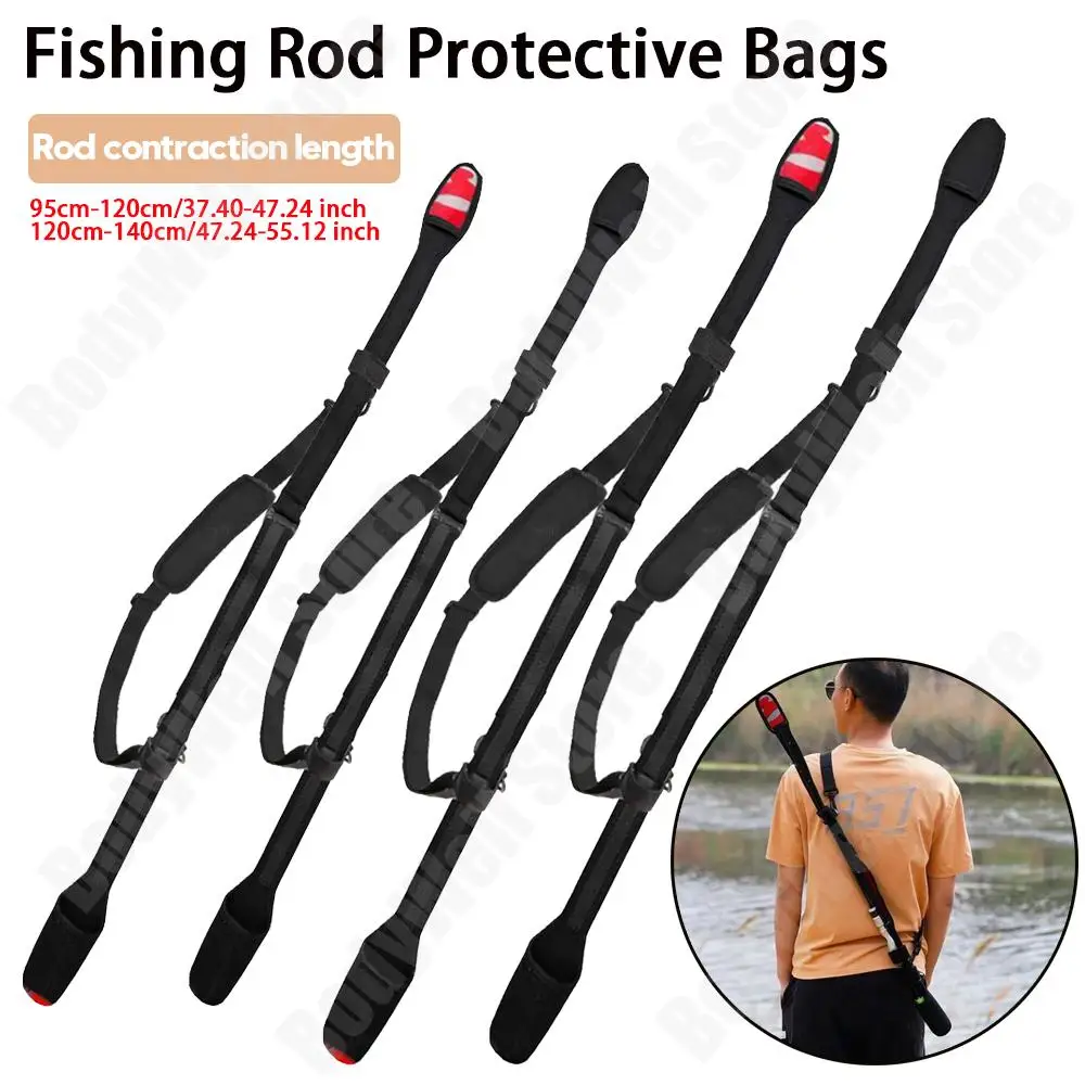 Fishing Rod Protective Bags 95cm-140cm Casting Rod Holder Rope Length  Adjustable For Protection Rods Cap Pole Storage Bag