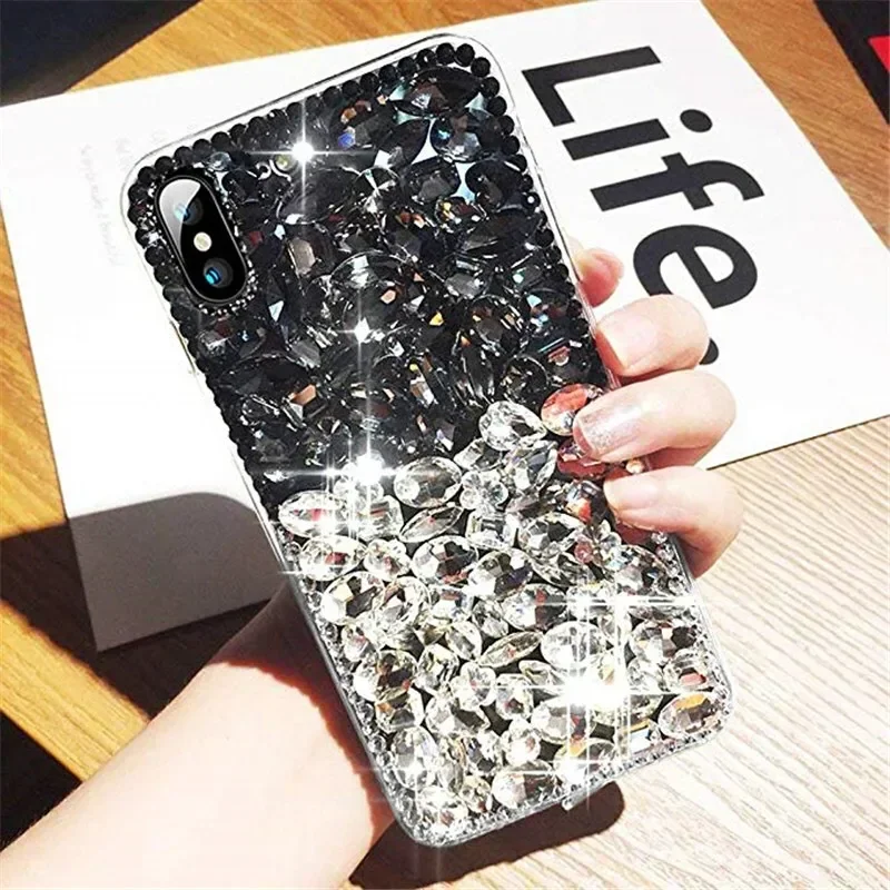 Bling Crystal Diamond Rhinestone Phone Case, 3D Colorful Stones Back Cover for iPhone 15, 14, 16, 12, 13 Mini, 16Pro Max