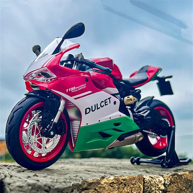 

1:12 DUCATI 1199 Panigale Alloy Racing Motorcycle Model Diecast Metal Street Motorcycle Model Sound and Light Childrens Toy Gift