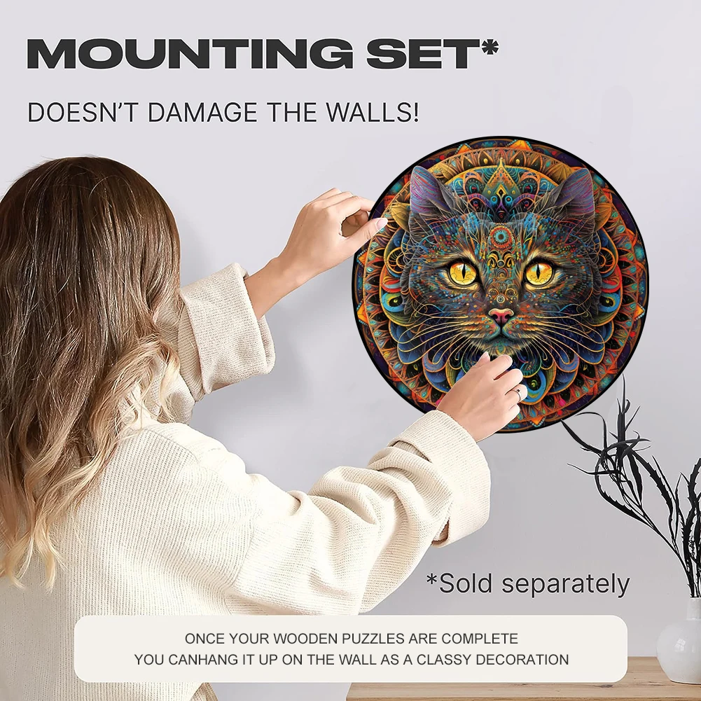 Mandala Cat Wooden Jigsaw Puzzle Board Games Animal Wood Puzzle Montessori Educational Toys Family Puzzles For Kids And Adults jigsaw puzzles wooden jigsaw puzzles educational puzzles mini jigsaw puzzle