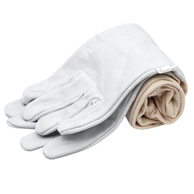 1Pair Méhészeti Kesztyű Védő Ujjai Lélegző Méhek Elleni Birkabőr Hosszú A Méhész Eszközökhöz 2Size Új - Image 4