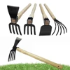Garden Claw Rake with Wooden Handle Hand Rake Hoe 4/5-Teeth Steel Clamming Claws Gardening Tool For Loosening or Weeding Soil 2