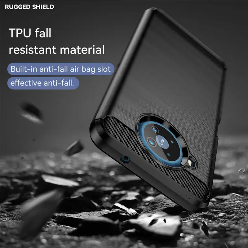Carbon Fiber Soft Silicone TPU Phone Case Cover - Black