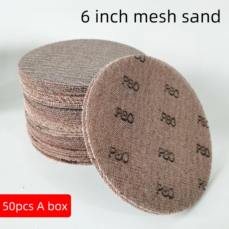 6인치 150mm 벨벳 뒷면이 있는 사포, 진공청소기, 내마모성, 막힘 방지, 연삭 및 연마용 메쉬, 50매
