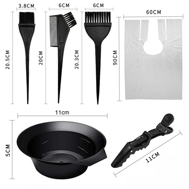 Hair Dyeing Tools Set Home Salon Hair Dyeing Brush Hair Dyeing Cream Bowl Coloring Brush Comb Earcap Clips Dyeing Cape Kits 6