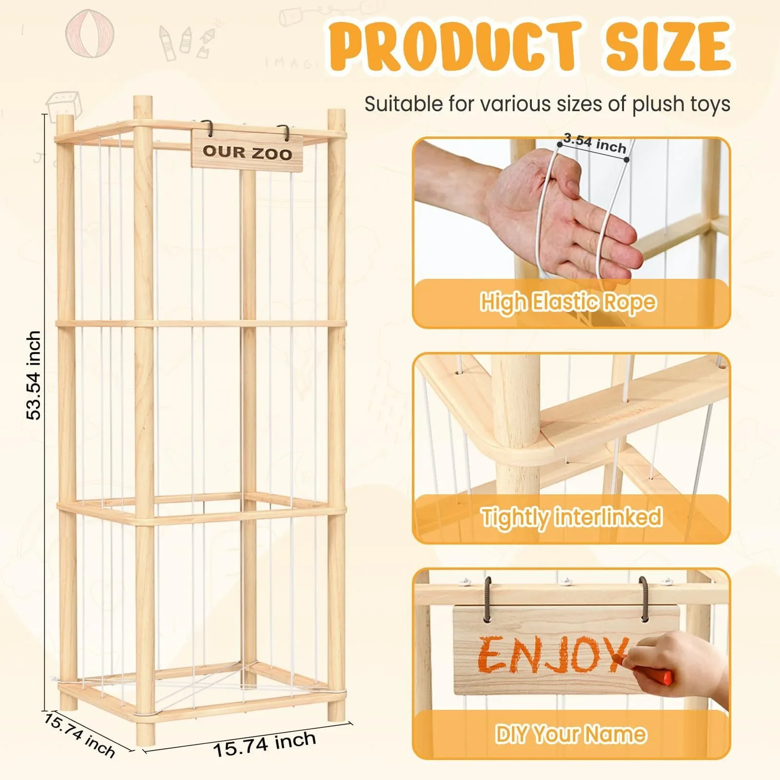 Stuffed Animal Storage & Organizer, Holder for Toys, To Assemble, Ideal for Bedroom and Doll Storage, Black Friday Deals - 5