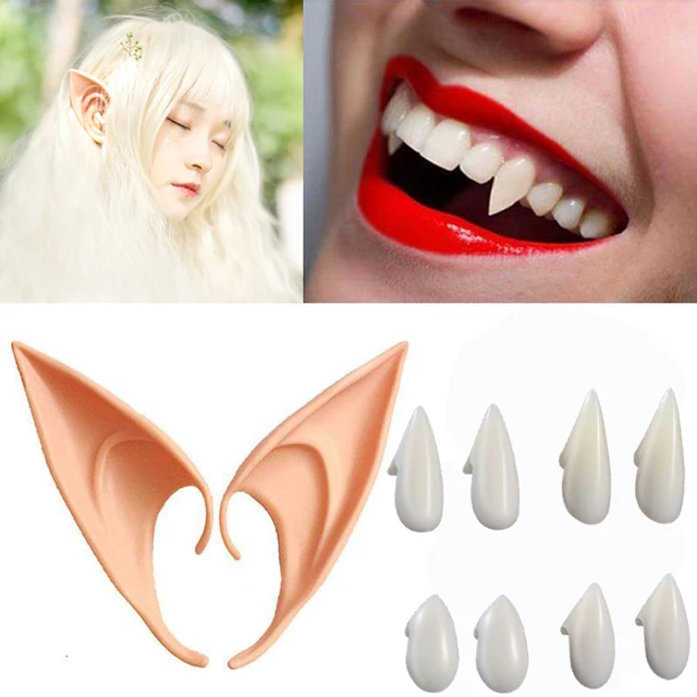 Colmillos de dientes de vampiro para Halloween, accesorio de dentadura,  colmillos de resina para disfraz de fiesta, accesorios de Cosplay DIY,  decoración de dientes falsos con pegamento sólido, 1 par - AliExpress