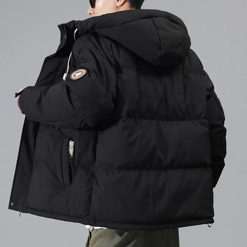 Fashion 2023 Autumn Winter Cotton-Paaded Jackets Men's Casual Tops Hooded Down Coats Outwear Loose Solid Warm And Thick Parkas
