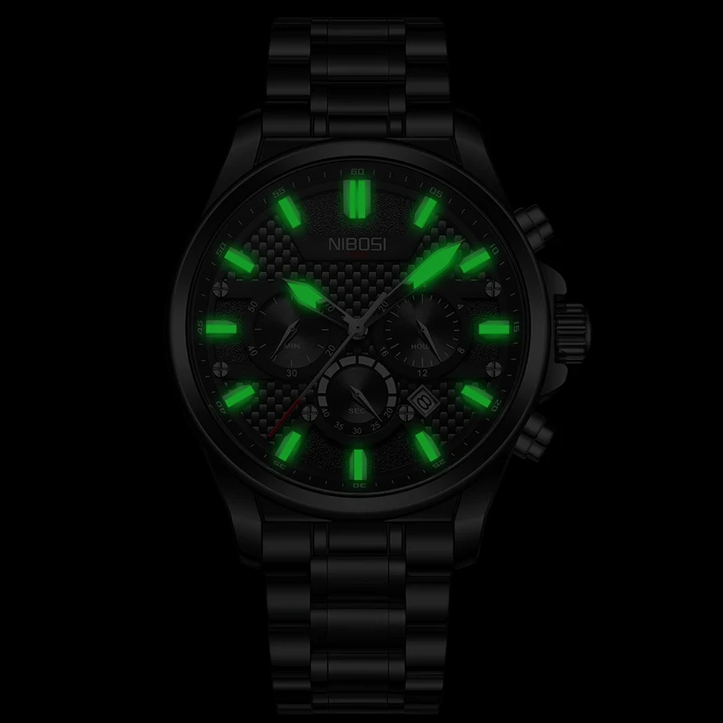 NIBOSI New Luxury Chronograph Quartz Watch for Men Gold Stainless Steel Strap Waterproof Calendar Watches Relogio Masculino Saat