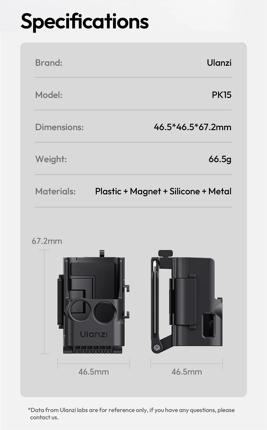 Ulanzi PK15 Pocket 3 Magnetic Mount Expansion Holder Mount for OSMO Pocket 3 Co