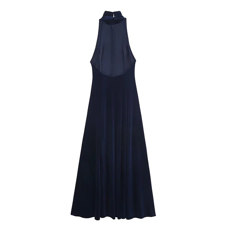 Women's Dress New 2025 Sleeveless Open Back Design Sexy Midi Dress Velvet Elegant Long Dresses For Women Evening Party Dresses ﻿