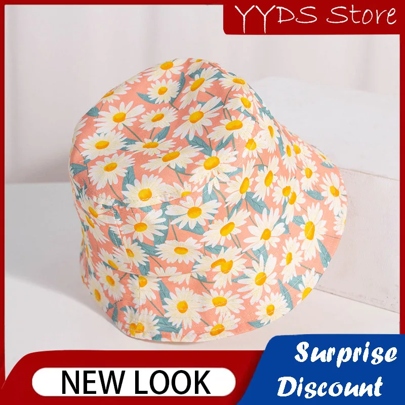 Children'S Broken Flower Big Brim Fisherman Hat Foldable Beach Sun Hat Spring And Summer Japanese Small Fresh Basin Hat