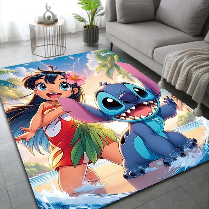 Description Picture 6 of itemLilo & Stitch Angel Rug Carpet for Living Room Children Girl Baby Bedroom Mat Sofa Floor Rug Home Decor Anti Slip Mat Fans Gift