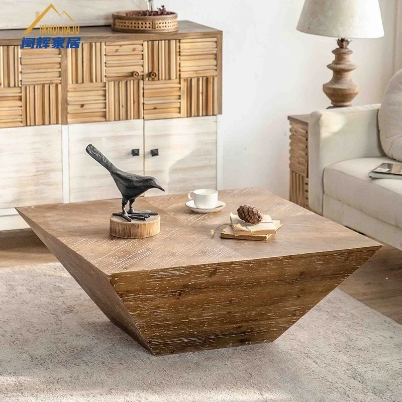 

Vintage vintage solid wood coffee table, small unit living room, sofa side table, homestay hotel wooden coffee table