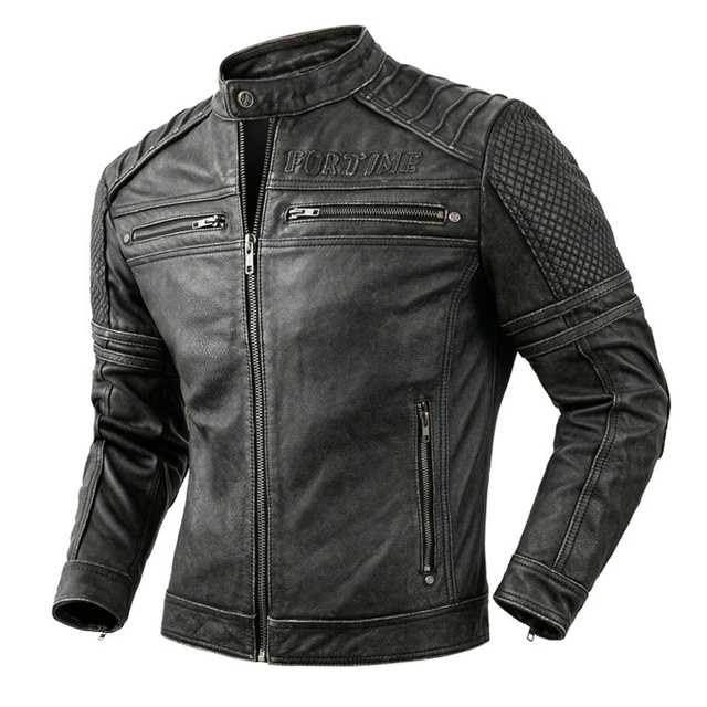 Giacca in pelle da uomo Vintage cappotto in pelle da motociclista giacca da  motociclista da uomo autunnale giacca in vera pelle da uomo - AliExpress