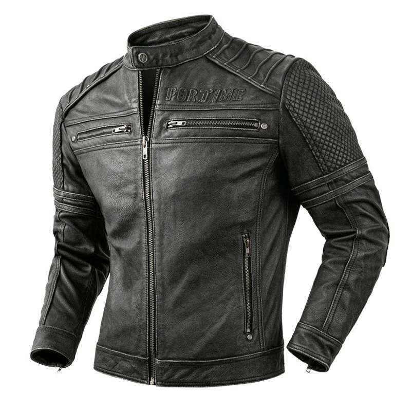 Vintage Mens Leather Jacket Motorcycle Leather Coat Men Biker Jacket