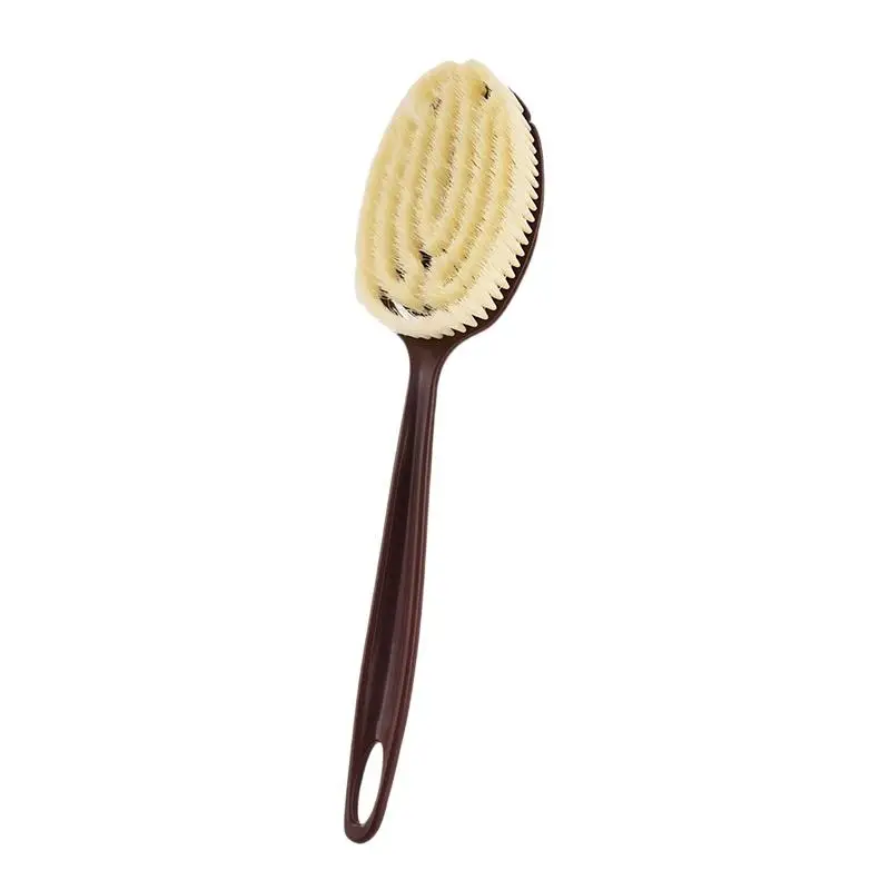 Spazzola per massaggio corpo 2 in 1 con manico lungo, spazzola per la schiena con setole naturali di cocco, spazzola da bagno per uso a secco e bagnato. - immagine 5