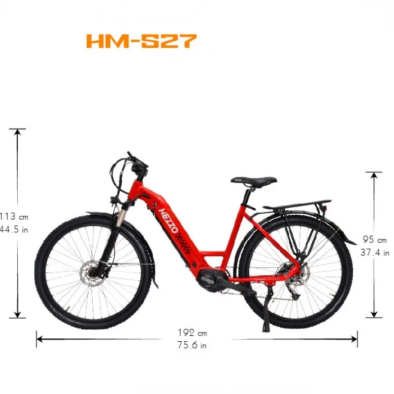 HEZZO HM-S27 Electric Bicycle Middle Drive Motor City E Bike 500W 48V Bafang M600 17.5AH LG ithium Battery Ebike For Adults