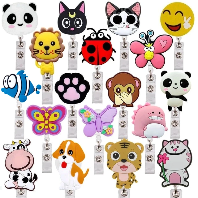 Lovely Cartoon Animals Retractable Nurse Doctor Badge Reel Clips Keychains  Smile Hospital Medical Students ID Name