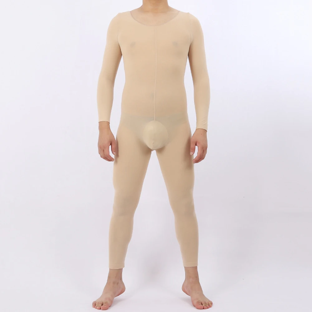 

Mens Long Sleeve Bodysuit Velvet Leotard Solid Color Jumpsuit Underwear Convex Pouch Underpants Leggings For Men