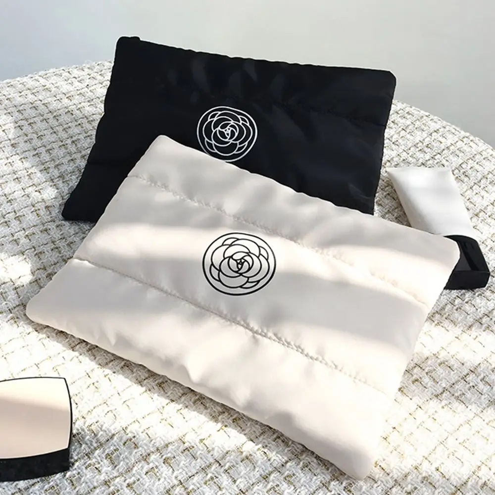 Portable Makeup Bag New Fashion Quilted Cotton Floral Cosmetic Storage Bag Large capacity Solid Color Travel Toiletry Bag 4