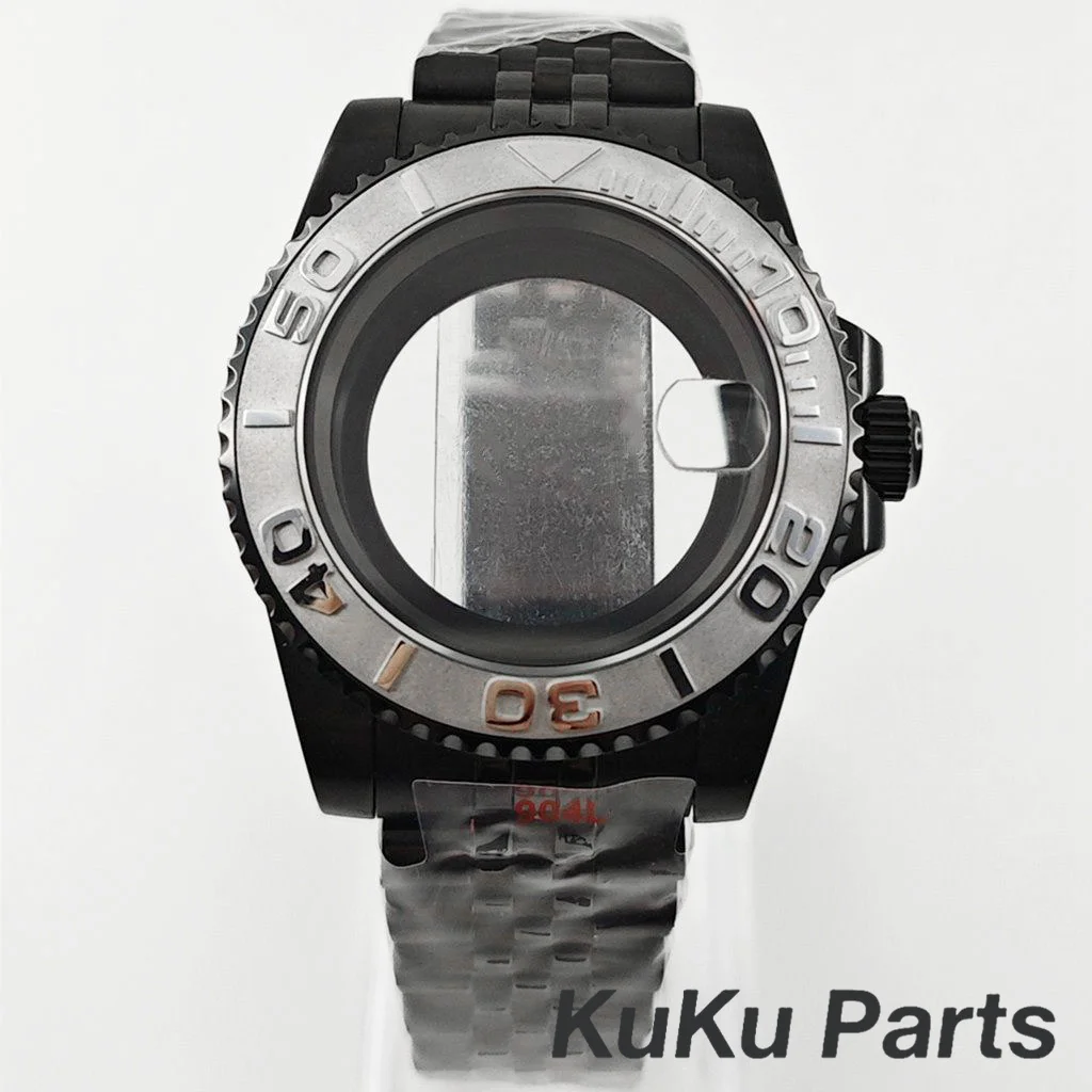 Black Purple GMT Bezel Watch Case with PVD Black Jubilee Bracelet and Sapphire Crystal