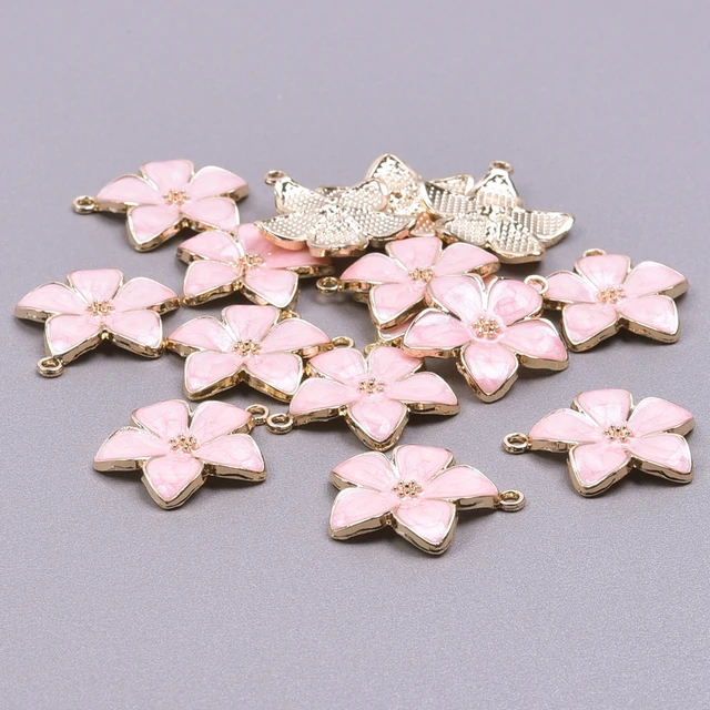PH PandaHall 20pcs Flower Keychains - 10 Color Cherry Blossom Enamel Keychain Charms For Bag, Phone, Keys & Gift
