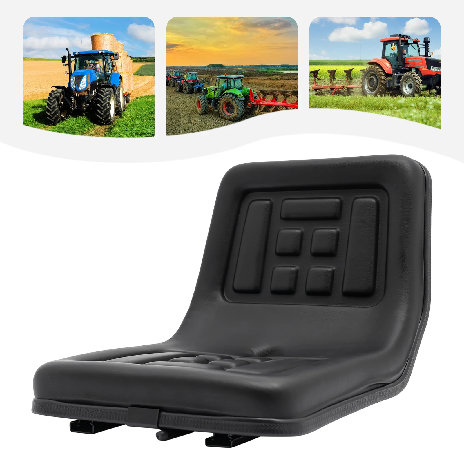 Universal Tractor Seat 220LBS Capacity Ergonomic PVC Seat with 5.9" Fore-Aft Adjustment for Tractors Forklifts Lawn Mowers