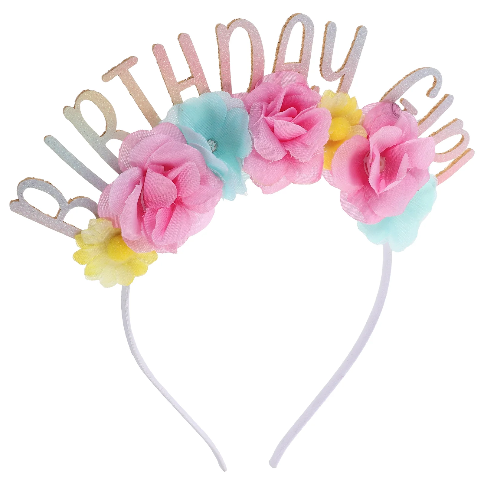 

Birthday Letter Party Headband Simulated Flower Crown Hair Tie Headbands for Women The Flowers