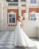 Modern Elegant Mermaid Wedding Dresses Pockets Square Collar Open Back Satin Bridal Gown Sweep Train Customized 3