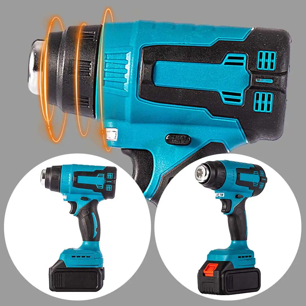 Cordless Hot Air Gun Handheld Electric Heat Gun with 3 Nozzle Household Shrink Wrapping Tool Rechargeable for 18V Makita Battery 5