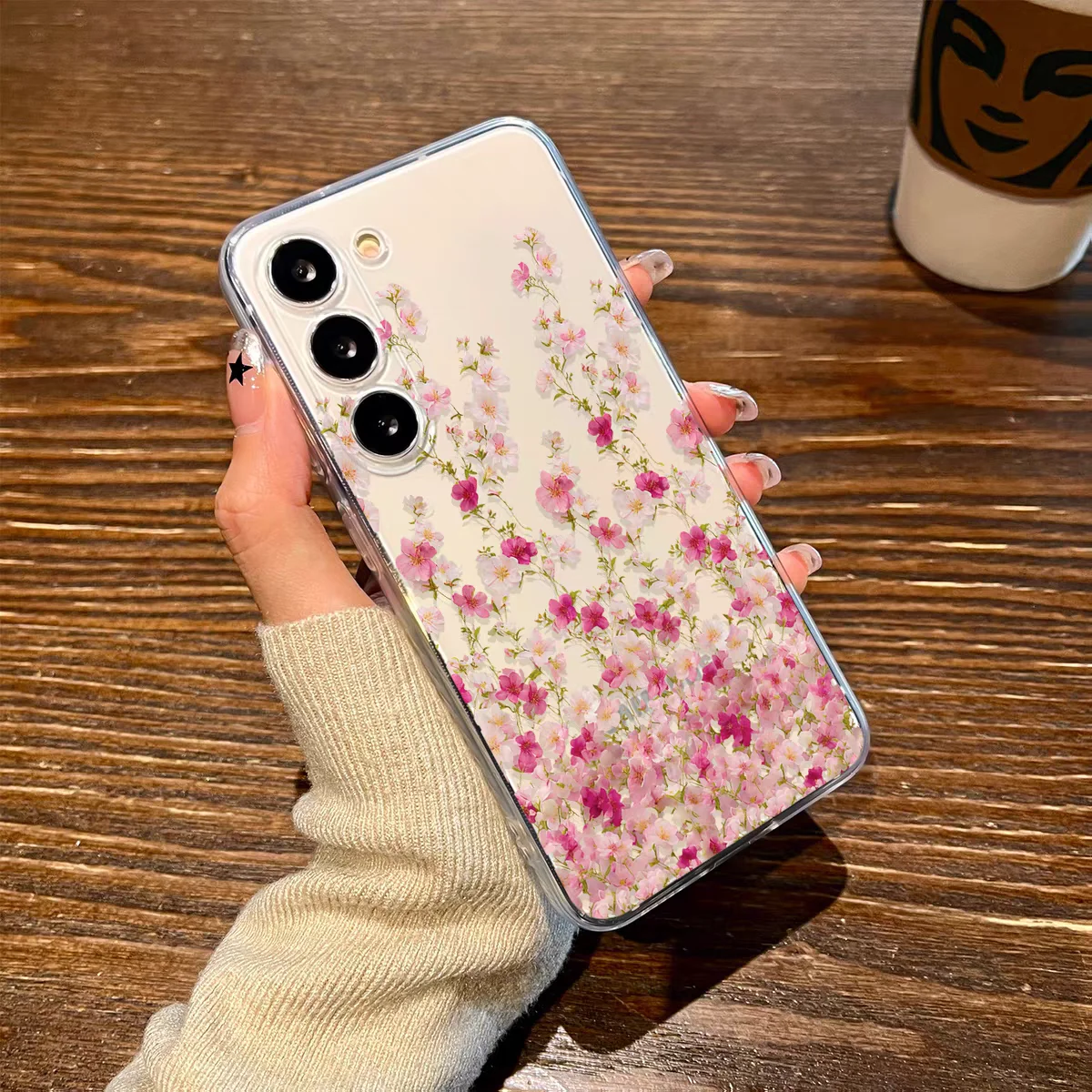 Floral Pattern Clear Soft Silicone Daily Use Phone Case