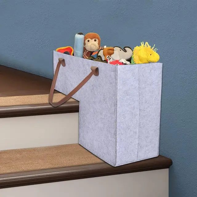 가죽 손잡이가 있는 L자형 계단 바구니: 정리와 편리함을 위한 혁신적인 솔루션