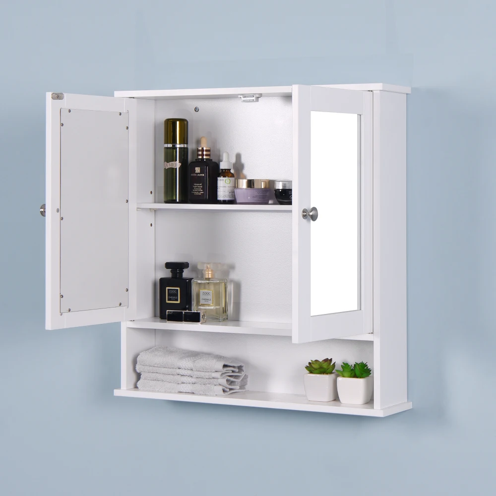 Wall Mounted Bathroom Cabinet with 2 Mirror Doors and Adjustable Shelf 6