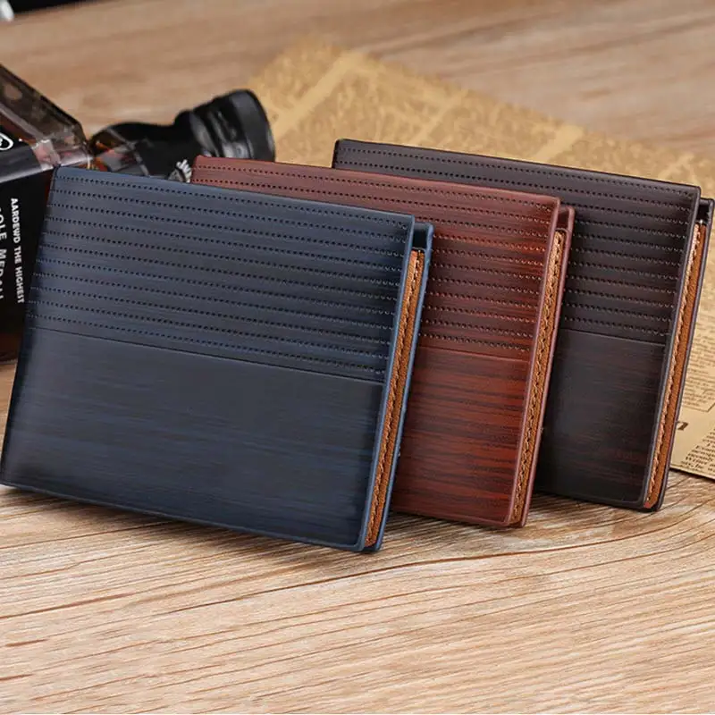Fashion Men Wallet Leather Short Purse Small Vintage Wallet Embossed Money Bag Credit Card Holders High Quality
