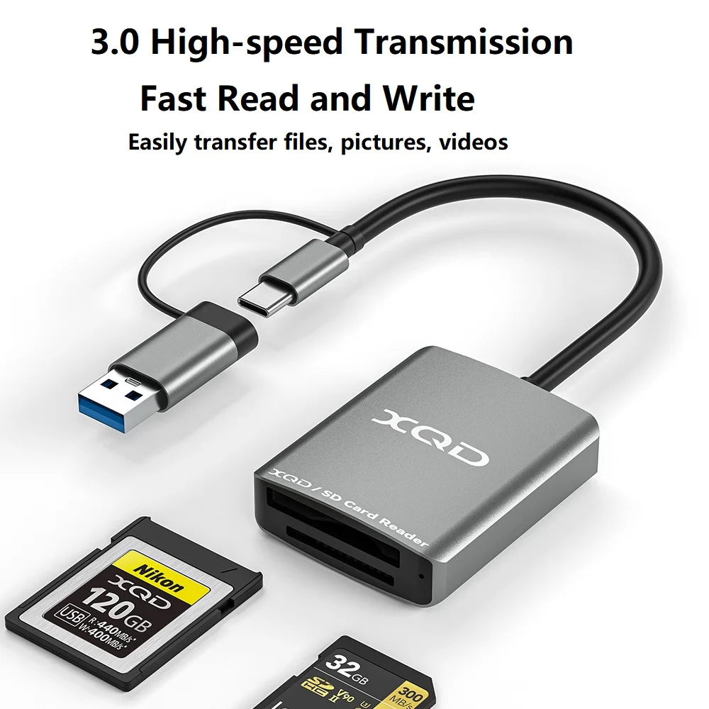 USB C XQD Card Reader USB 3.0 XQD SD Memory Card Reader Compatible with Sony G/M Series & Lexar 2933x/1400x Mark