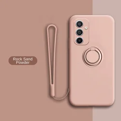 Liquid Silicone Ring Stand Phone Case - Soft Cover with Enhanced Grip - Samsung A52 5G (Pink)