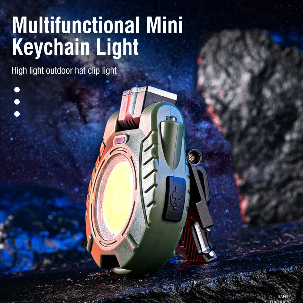 BORUIT LED Portable Flashlight Cap Clip Light COB Keychain Work Light