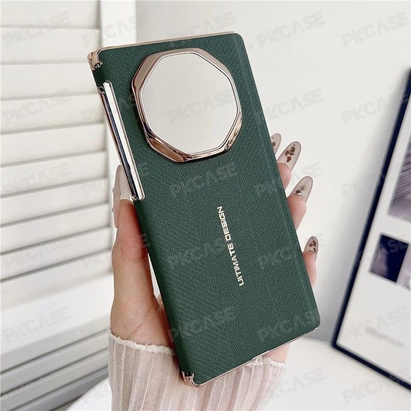 Ultra Thin Shockproof Leather Phone Case with Electroplated Dual-Hinge Guard Protection