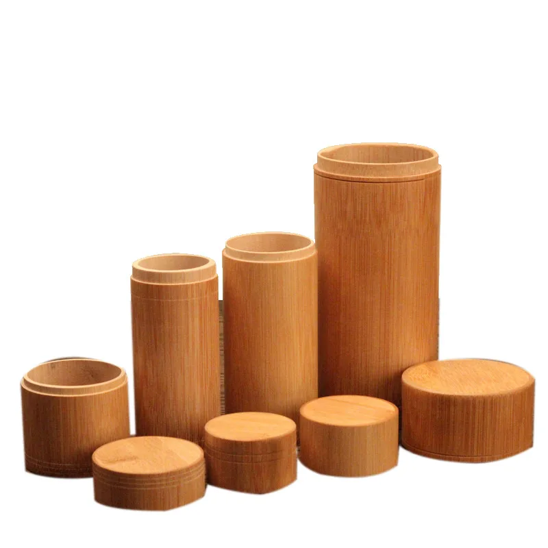 Pure Bamboo Straight Cylinder Tea Caddy Portable Tea Caddy Storage Box for Home and Travel tea canister airtight container