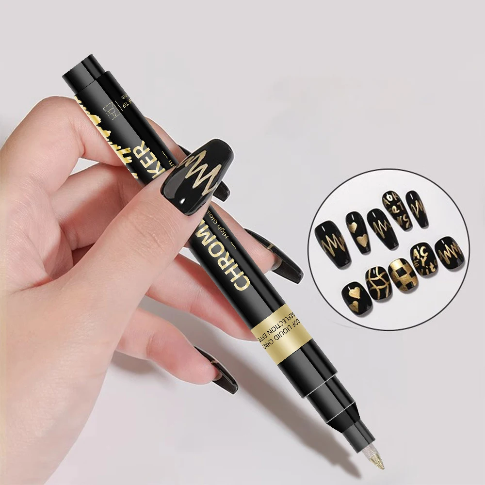 3color DIY Manicure Chrome Mirror Markers,0.7mm Nib Metal Pen Doodle Cards,Posters,Rock Mugs,Ceramic,Glass,Plating Pen 1 Pcs