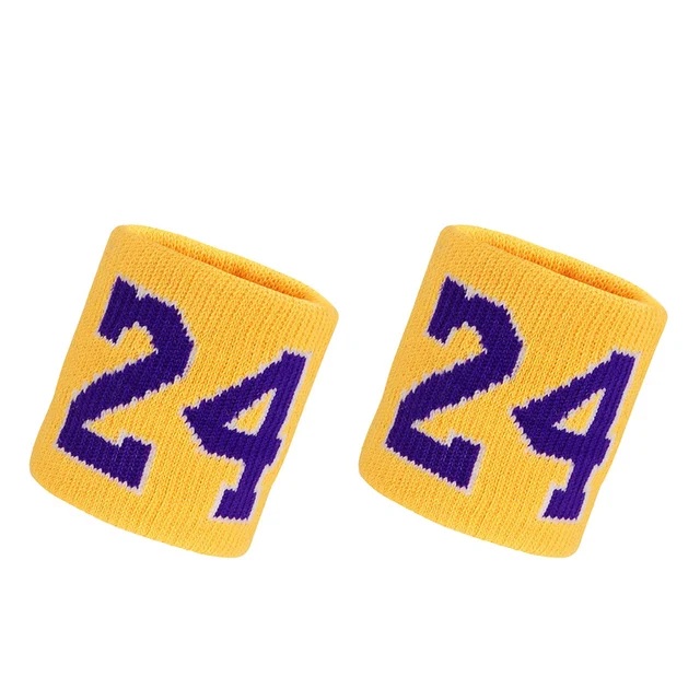 1 Pair Basketball Fitness Wristband Sport Sweatband Number 24 Sweat Wrist Support Brace Suitable For Gym Volleyball Safety Wrist 5