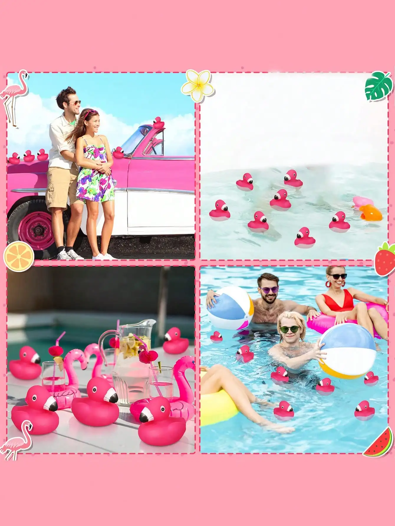 10pcs Flamingo Rubber Ducks Mini Rubber Ducks Pink Flamingos Bath Toy Floating Squeak Toy Shower Party Gifts Cake Decorations children toys,festival decorations