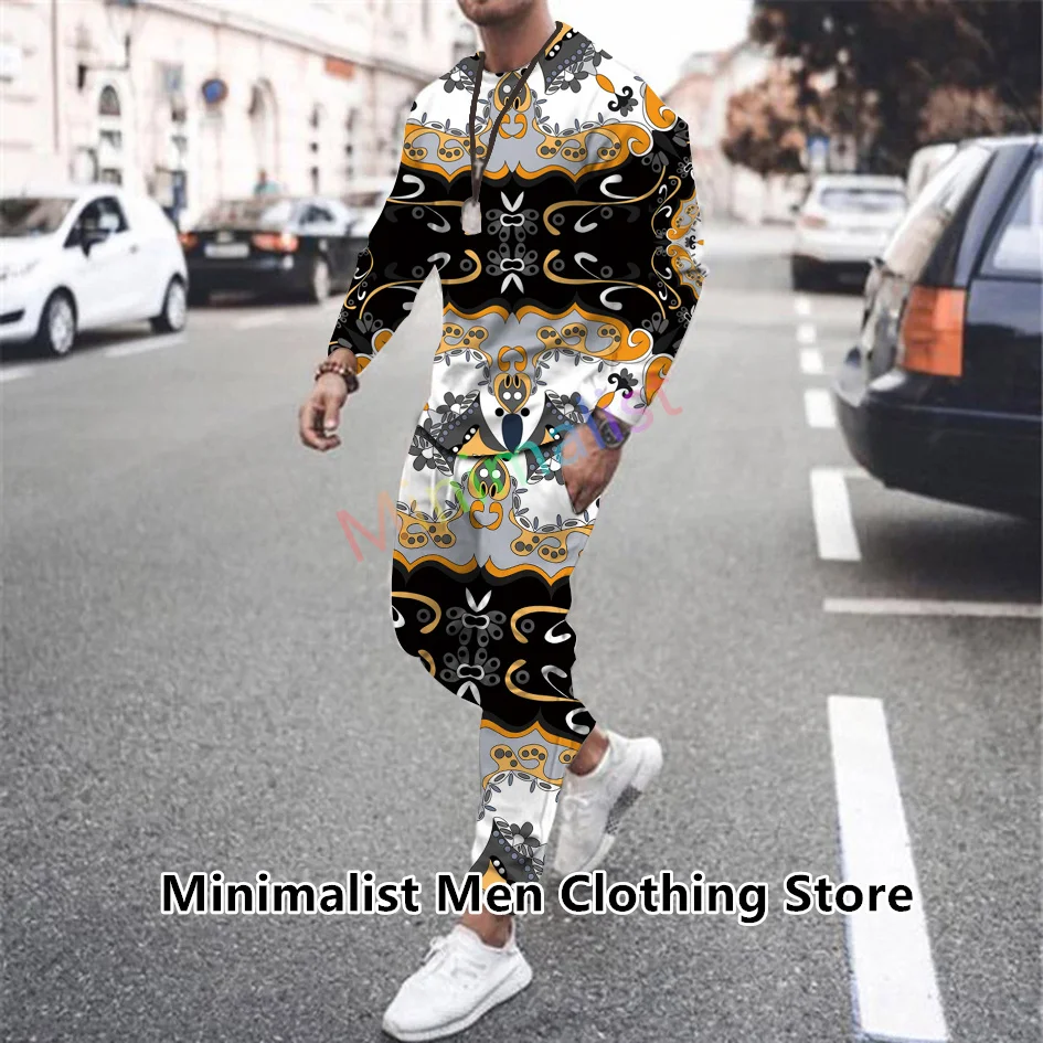 2023 Autumn Tracksuit For Men Long Sleeve T Shirt+Trousers Set Luxury 2 Piece Outfits Casual Jogging Suit Oversized Streetwear