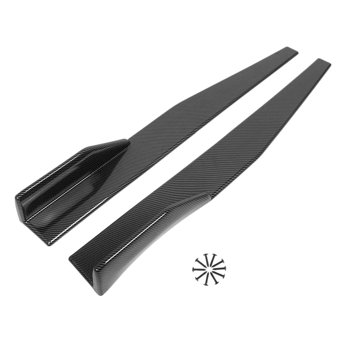 

2Pcs 86cm /33.8Inch Carbon Fiber Pattern PP Universal Rear Side Skirt Winglets Diffusers for Car Truck SUV