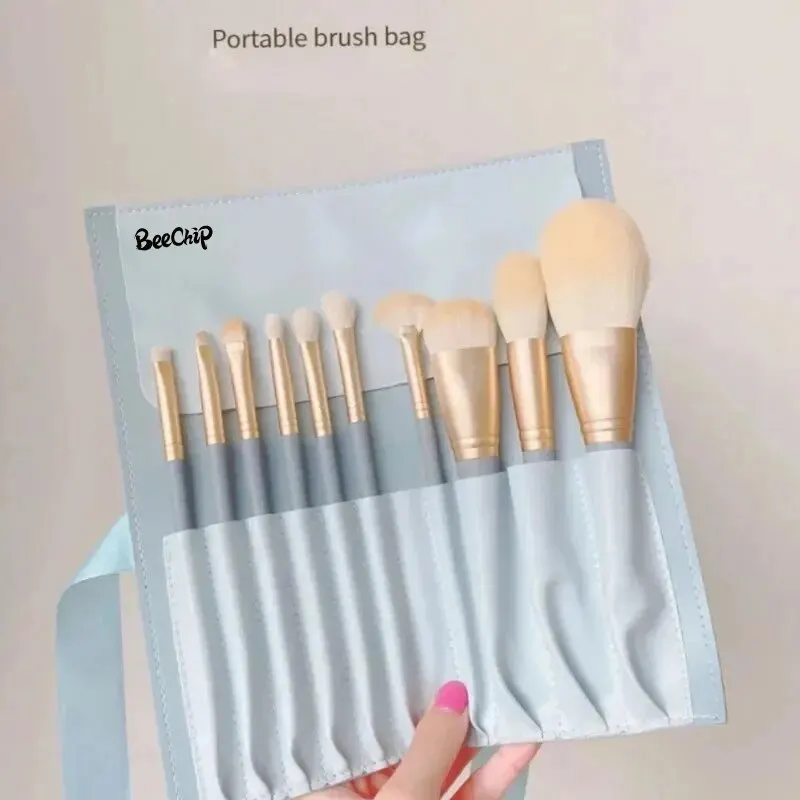 Makeup Brush Set 10Portable Soft-Bristled Makeup Brushes Morandi Color Makeup Brush Set Novice Beginners Advanced Full Set of Tools