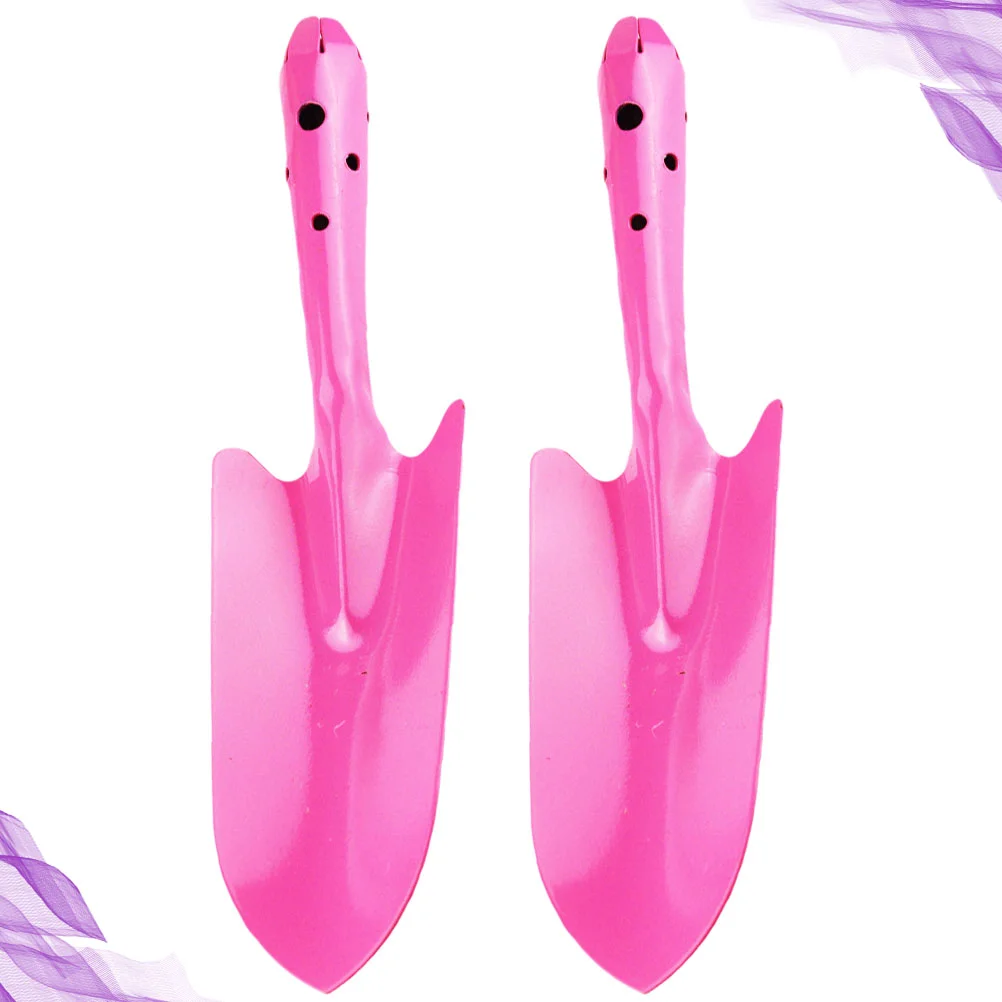 2pcs Durable Gardening Tools Outdoor Soil Spatula Seedlings Portable Planting for Garden Flower Plant (Pink)